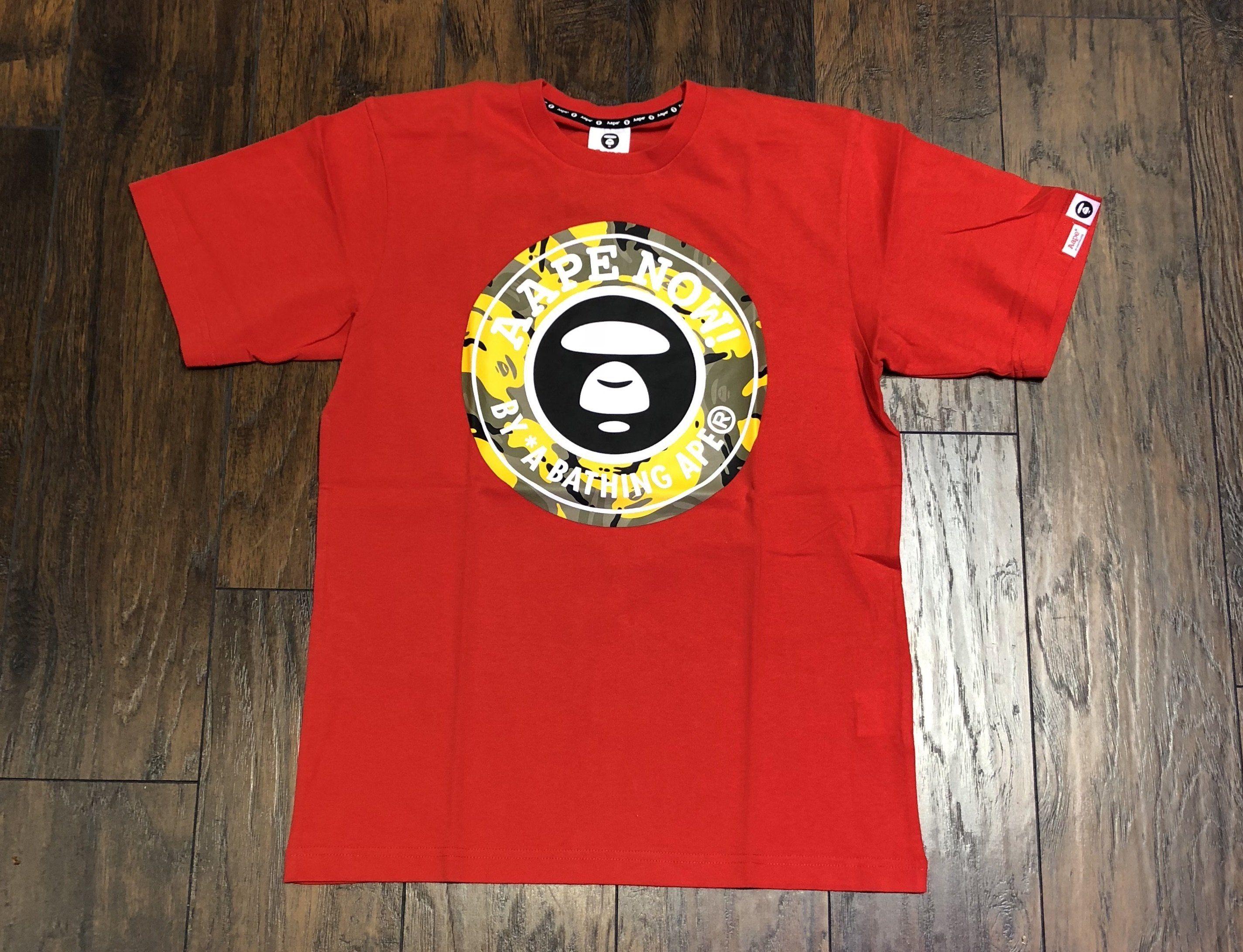 Red Bathing Ape Logo - Aape by a Bathing Ape Theme Logo Tee (Red / Yellow) – LacedUp