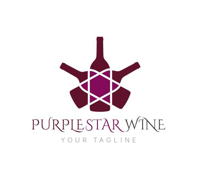 Wine Logo - Purple Star Wine Logo & Business Card Template Design Love