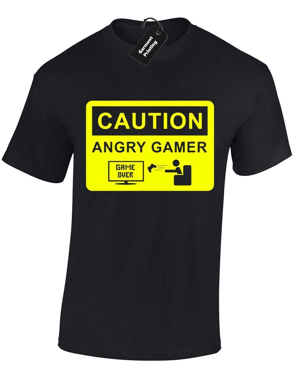 Angry Gamer Logo - CAUTION ANGRY GAMER MENS T SHIRT JOY PAD VIDEO GAME RETRO FUNNY GIFT ...