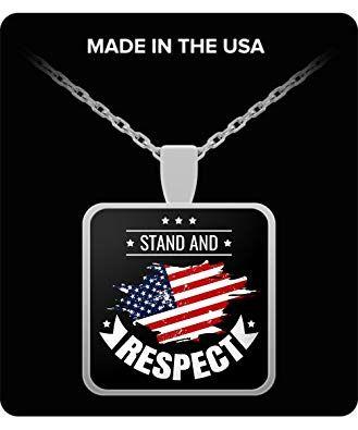 USA Red White Blue Square Logo - Gearbubble Patriotic American Flag Stand and Respect