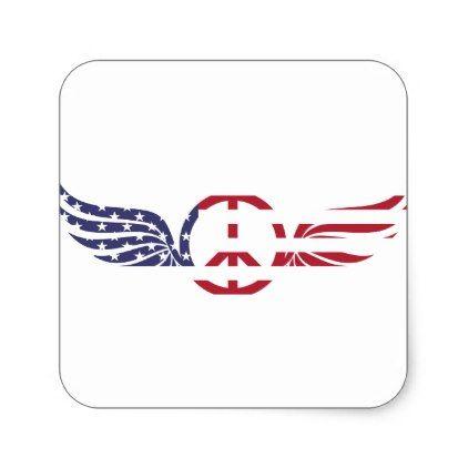 USA Red White Blue Square Logo - Peace Sign America Red White Blue Stars Usa Square Sticker