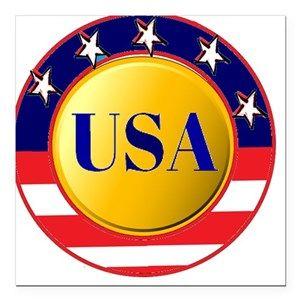 USA Red White Blue Square Logo - American Citizen Car Magnets - CafePress