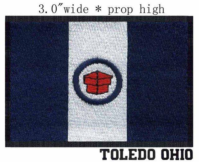 USA Red White Blue Square Logo - Toledo, Ohio USA Flag 3 Wide Shipping Deep Blue Square Patches