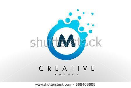 Bubble Dots Text Logo - m Dots Letter Logo. Blue Bubble Design Vector Illustration ...