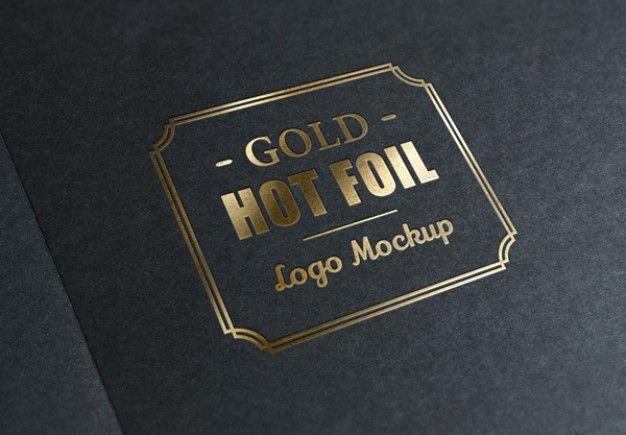 Grey Gold Logo - Metallic foil stamp with gold logo PSD file | Free Download