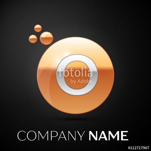 Bubble Dots Text Logo - Silver Letter O logo. Gold dots splash and abstract liquid bubble