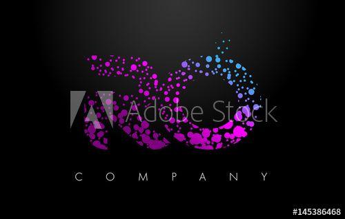 Bubble Dots Text Logo - RO R O Letter Logo with Purple Particles and Bubble Dots - Buy this ...