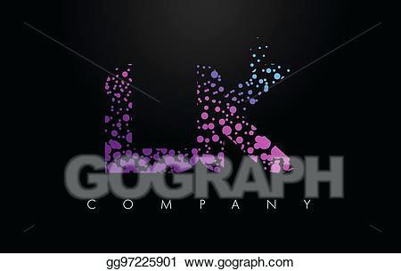 Bubble Dots Text Logo - Lk Design L K Letter Logo With Purple Particles And Bubble Dots Lk ...