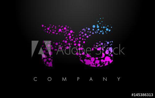 Bubble Dots Text Logo - PG P G Letter Logo with Purple Particles and Bubble Dots this