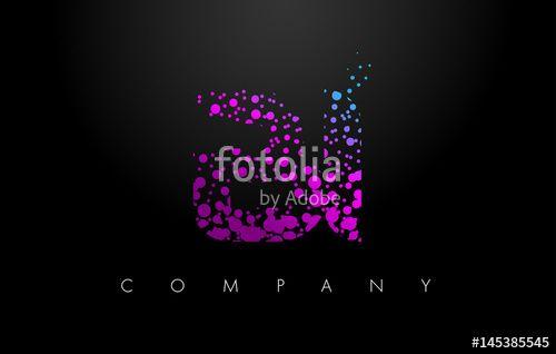 Bubble Dots Text Logo - BI B I Letter Logo with Purple Particles and Bubble Dots Stock