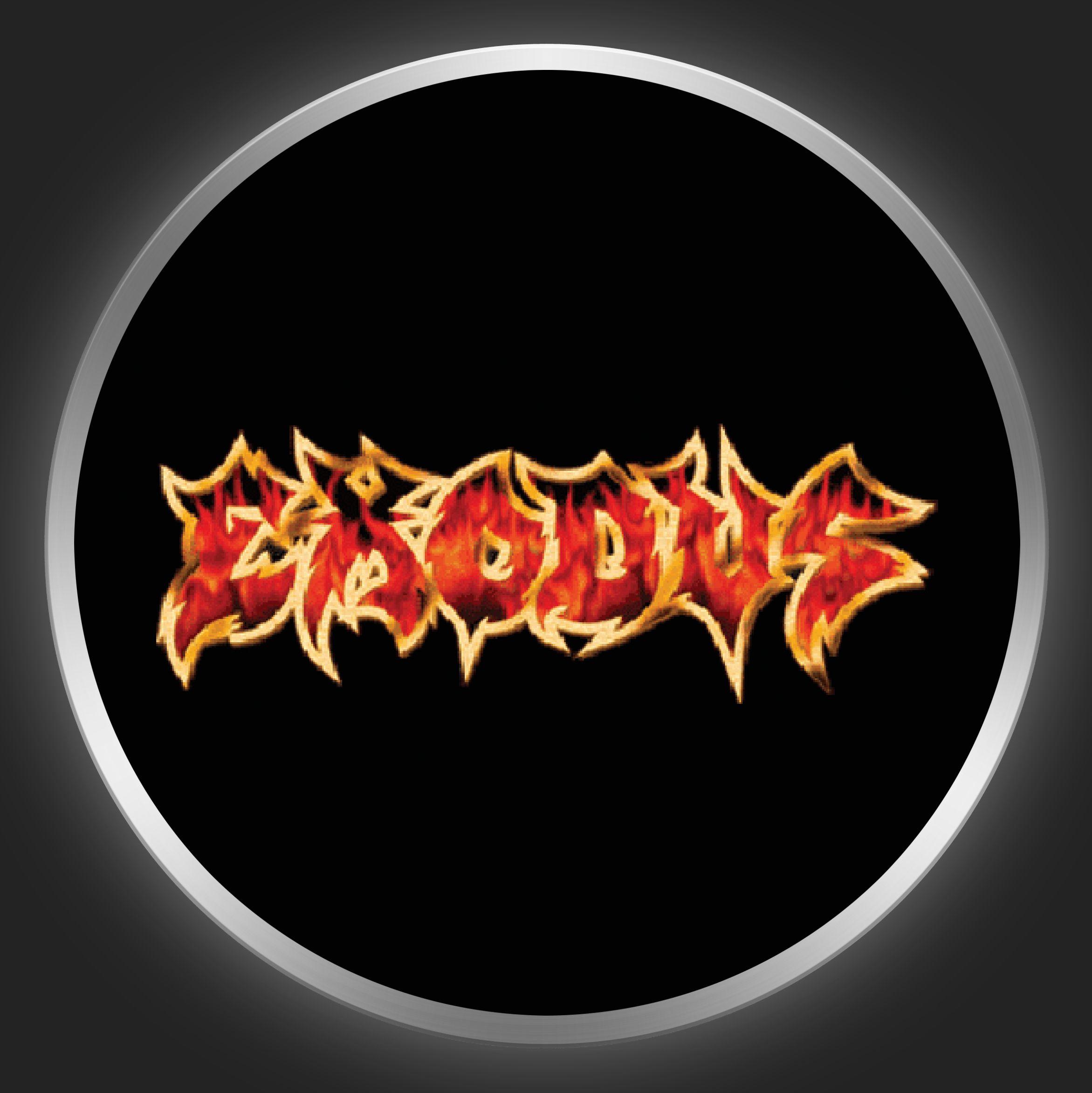 Exodus Logo - EXODUS - Golden / Red Logo On Black Button-