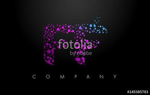 Bubble Dots Text Logo - FF F F Letter Logo with Purple Particles and Bubble Dots Stock