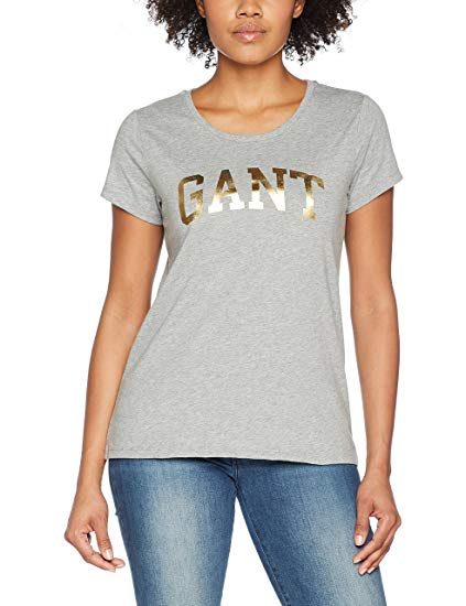 Grey Gold Logo - Gant Women's Gold Logo T-Shirt: Amazon.co.uk: Clothing