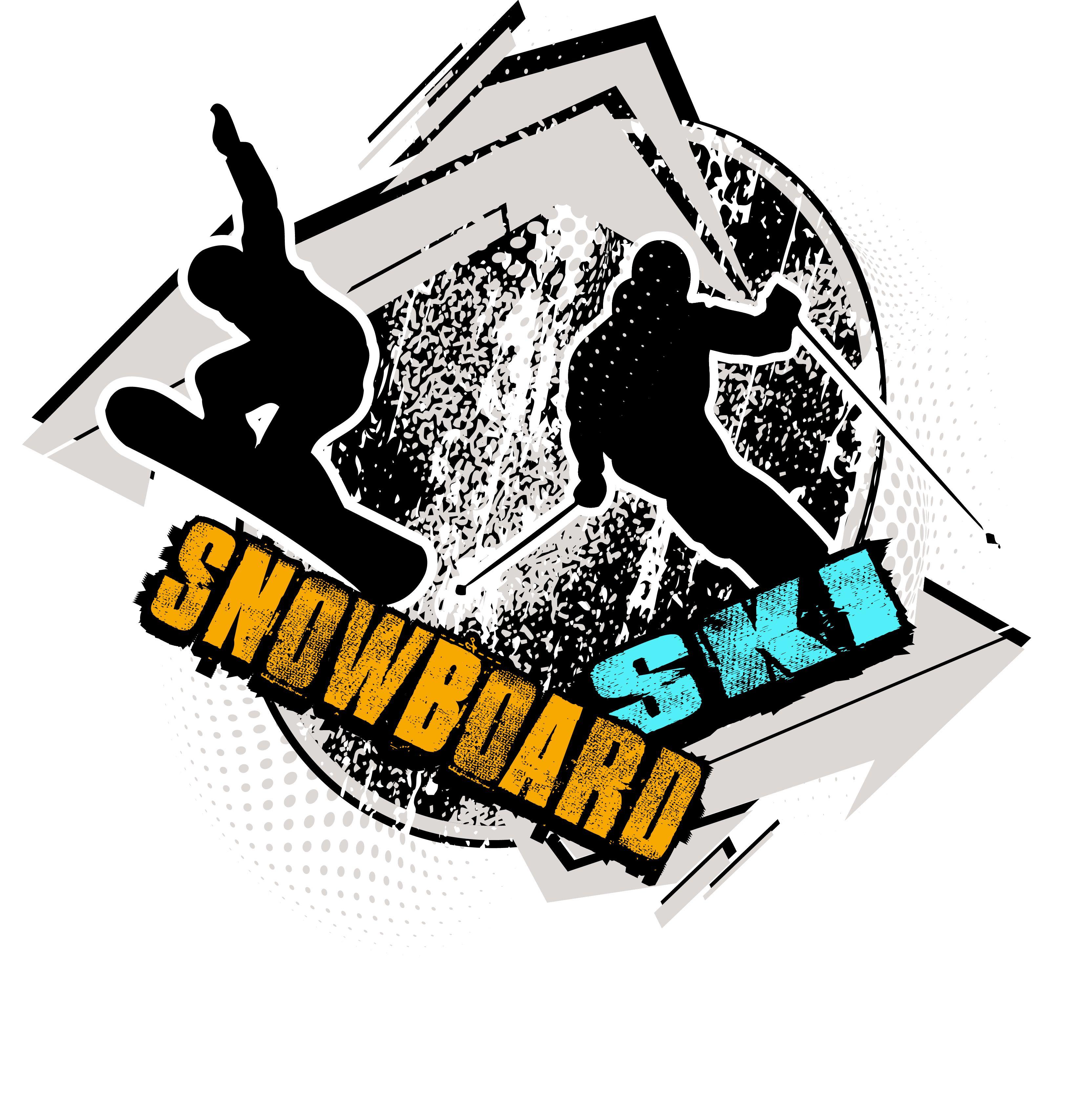 Snowboard Logo - SNOWBOARD AND SKI T Shirt Vector Logo Design For Print. URARTSTUDIO