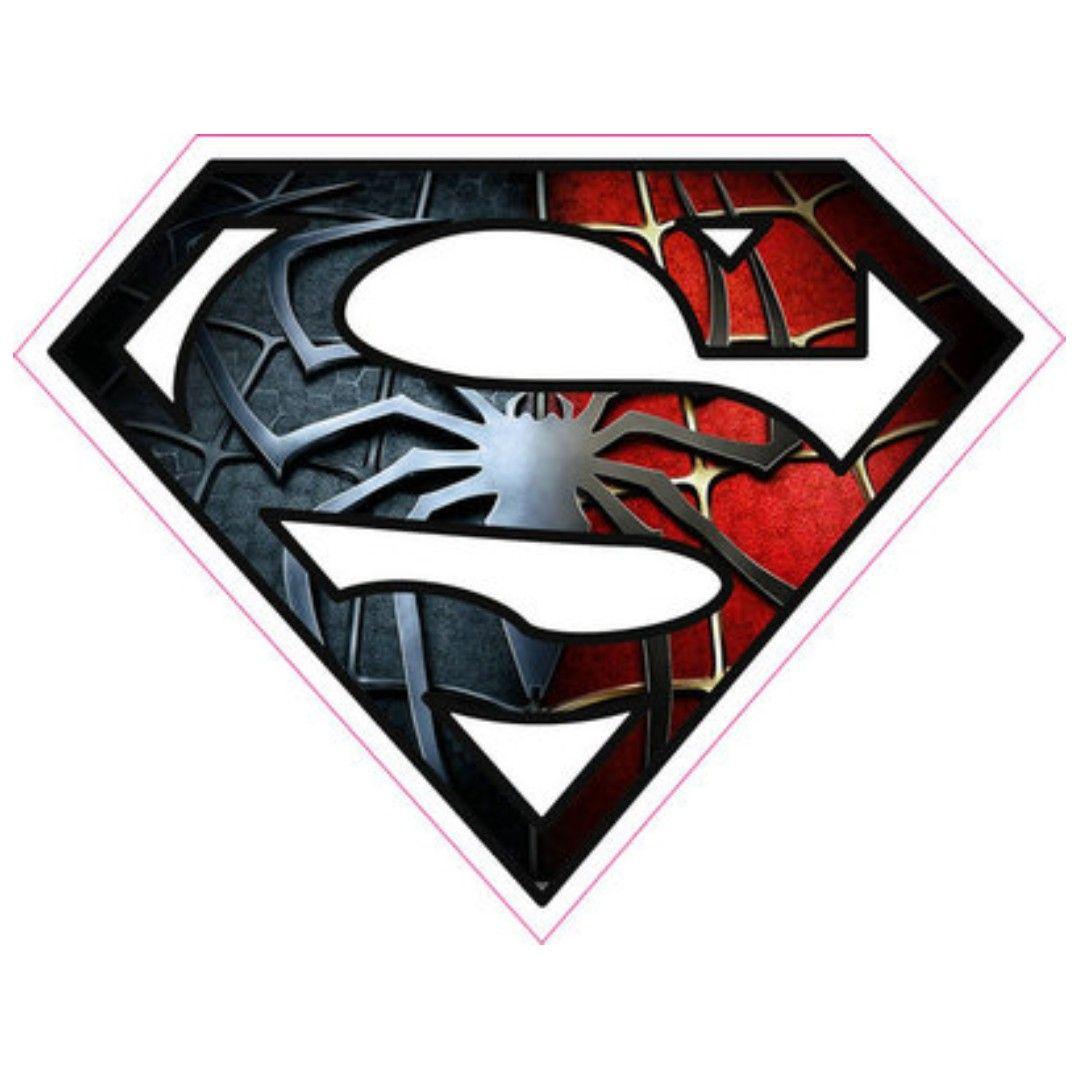 Before and After Superhero Logo - Spiderman Superman Superhero Logo Merge Sticker Gloss Waterproof