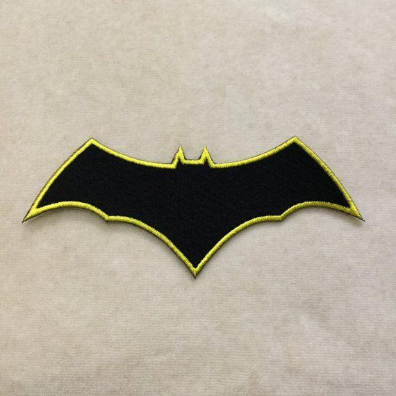 Before and After Superhero Logo - Batman Super Hero Logo Iron On Patch Yellow Border | Etsy