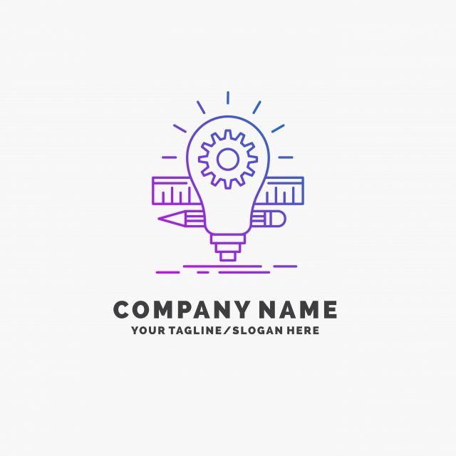 Purple Business Logo - Development, idea, bulb, pencil, scale Purple Business Logo Temp