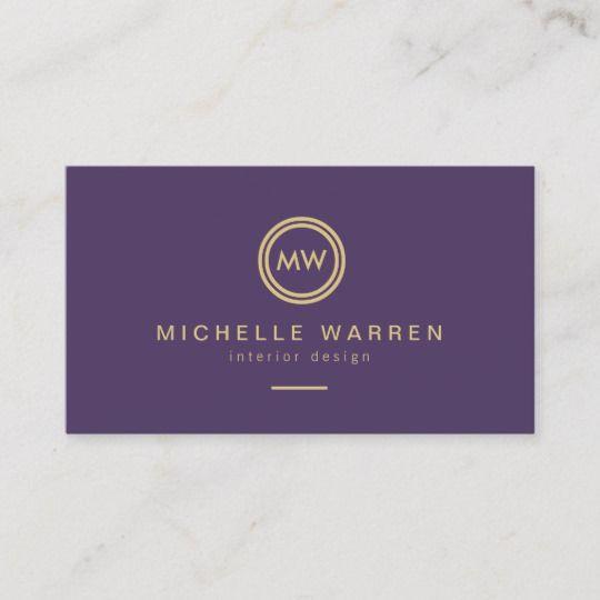 Purple Business Logo - Modern Circle Monogram Initials on Royal Purple Business Card ...