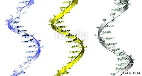 DNA Blue and Green Spiral Logo - blue, yellow and green DNA spirals