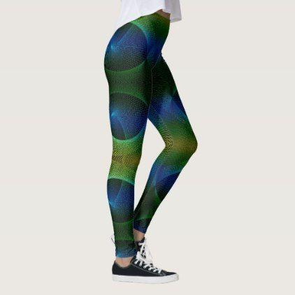 DNA Blue and Green Spiral Logo - Colorful Black Green Blue Fractal Spiral DNA Leggings gifts