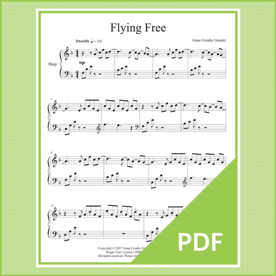 Flying Harp Logo - Flying Free, harp solo by Anne Crosby Gaudet – Music Discoveries