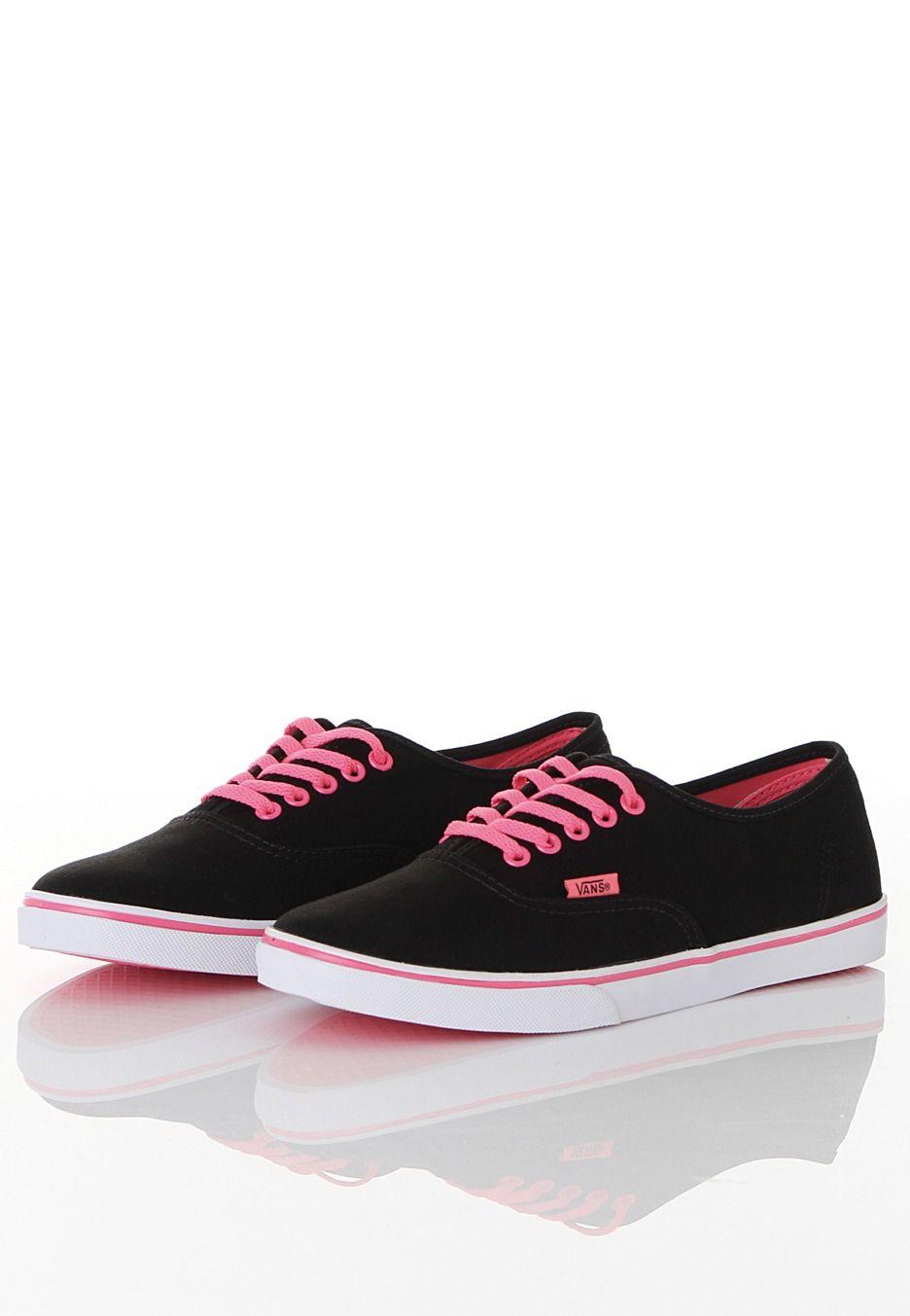 Girls Vans Shoes Logo - Vans Lo Pro Neon Black Pink Shoes.com UK