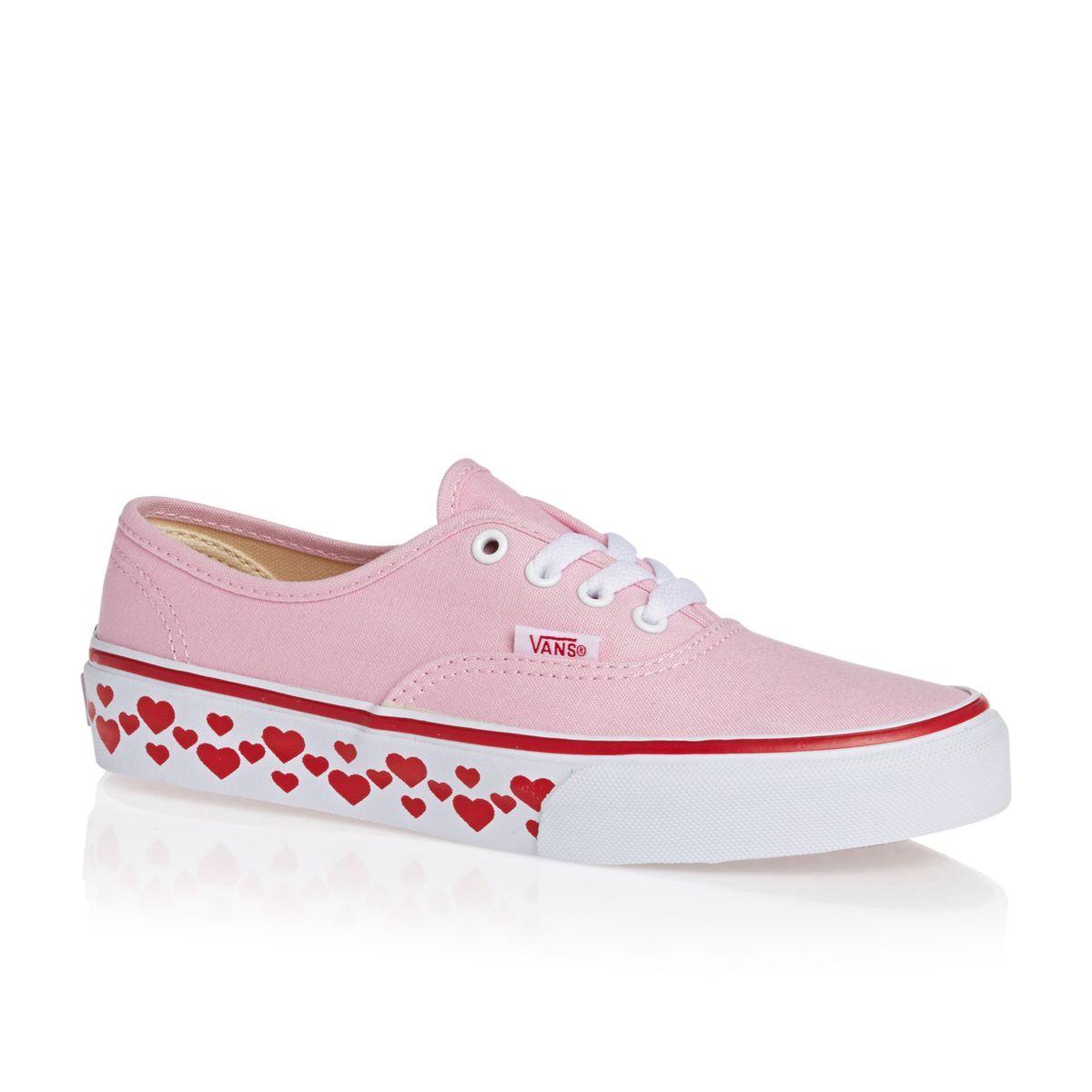 Girls Vans Shoes Logo - Vans Shoes Girl's Authentic Hearts Tape Shoes Lady Red