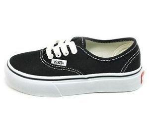 Girls Vans Shoes Logo - Vans Authentic Black White Kids Children Youth Girls Boys Shoes