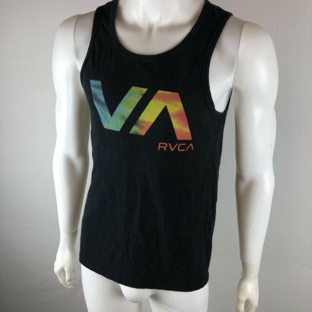 RVCA Small Logo - RVCA VA Men's Heathered Green Stitched Logo Sleeveless T-Shirt Tank ...