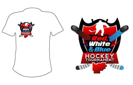 Red White Blue Hockey Logo - Red, White and Blue Hockey Tournament print design - 48HoursLogo.com