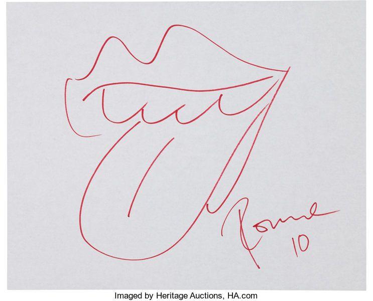 Original Rolling Stones Logo - Rolling Stones' Ronnie Wood Signed Original Drawing of the | Lot ...