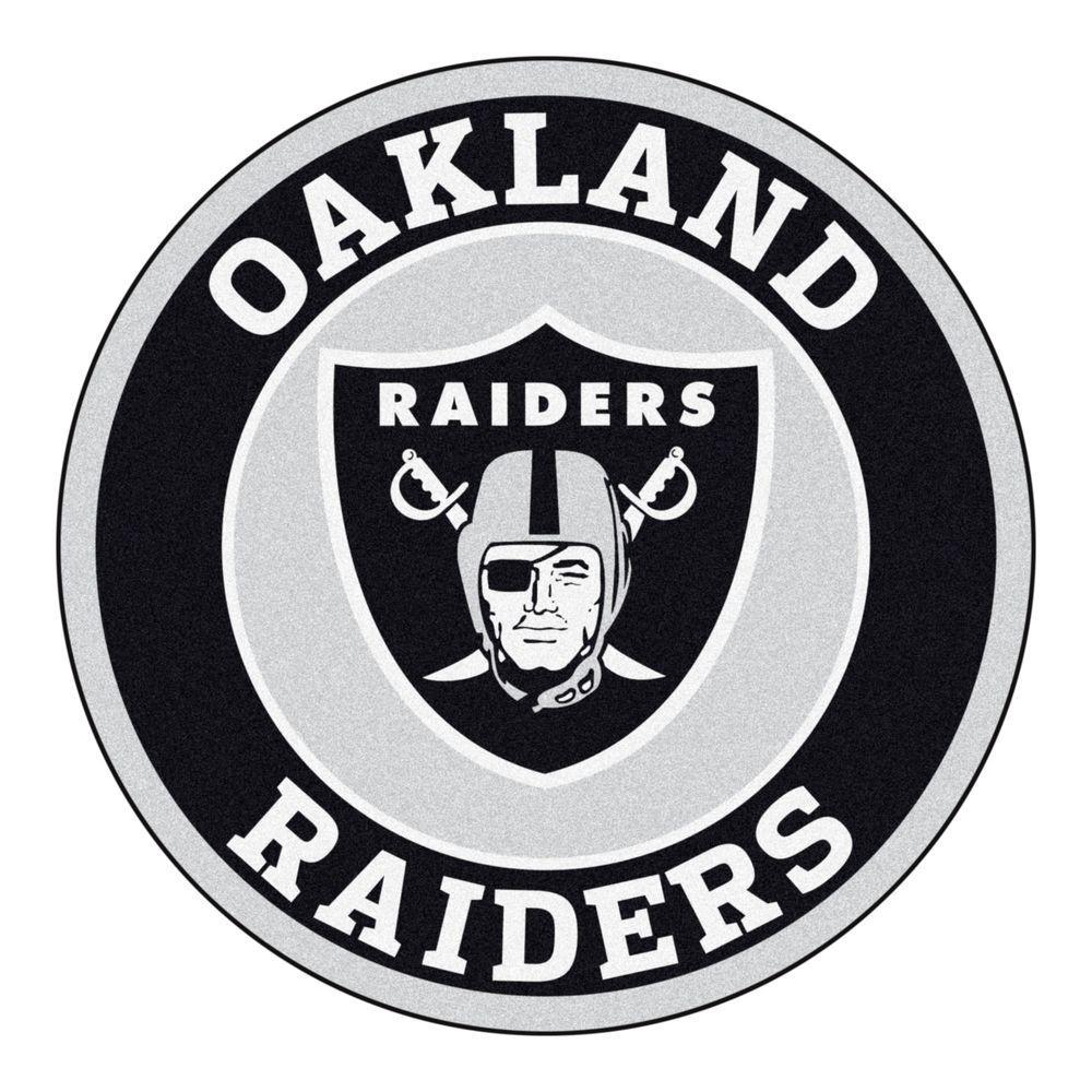 Oakland Raiders Logo - FANMATS NFL Oakland Raiders Black 2 ft. Round Area Rug-17970 - The ...