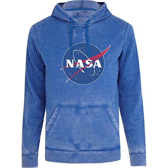 Rare NASA Logo - NASA Big Logo Burnout Rare Space Blue Hoodie: Amazon.co.uk: Clothing