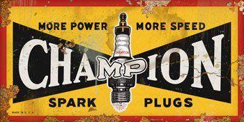 Vintage Spark Plug Logo - Champion Spark Plug Vintage Sign: Amazon.co.uk: Kitchen & Home