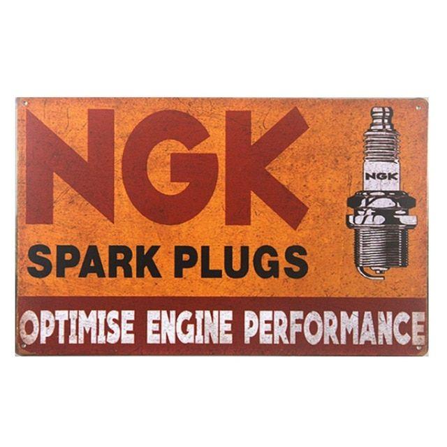 Vintage Spark Plug Logo - Vintage Home Decor Ngk Spark Plugs Metal Sign PUB Home Hotel ...