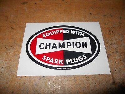 Vintage Spark Plug Logo - EQUIPPED WITH CHAMPION Spark Plugs Vintage Racing Logo Round Decal ...