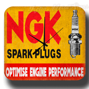 Vintage Spark Plug Logo - NGK SPARK PLUGS VINTAGE MOTORCYCLE GARAGE METAL TIN SIGN WALL CLOCK ...