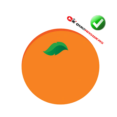 orange circle with green leaf logo