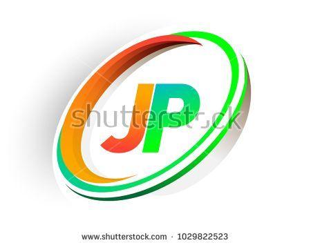 Orange and Green Circle Logo - initial letter JP logotype company name colored orange and green ...