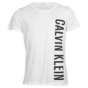 White V Logo - Calvin Klein Men's Intense Power Swimwear Rounded V-Neck Big Logo T ...