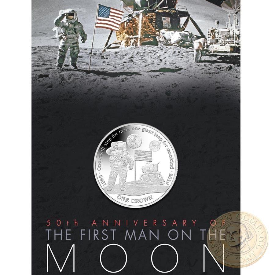 Silver NASA Logo - Ascension Island NASA LOGO Official Coin FIRST MAN ON THE MOON 1