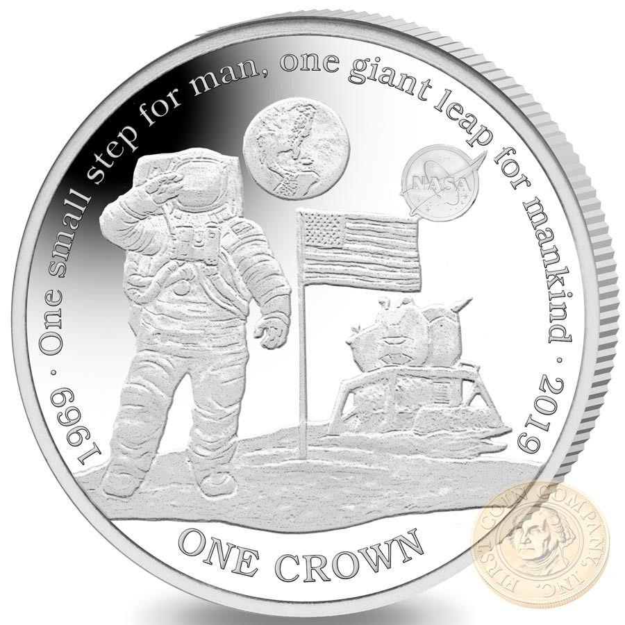 Silver NASA Logo - Ascension Island NASA LOGO Official Coin FIRST MAN ON THE MOON 1 ...