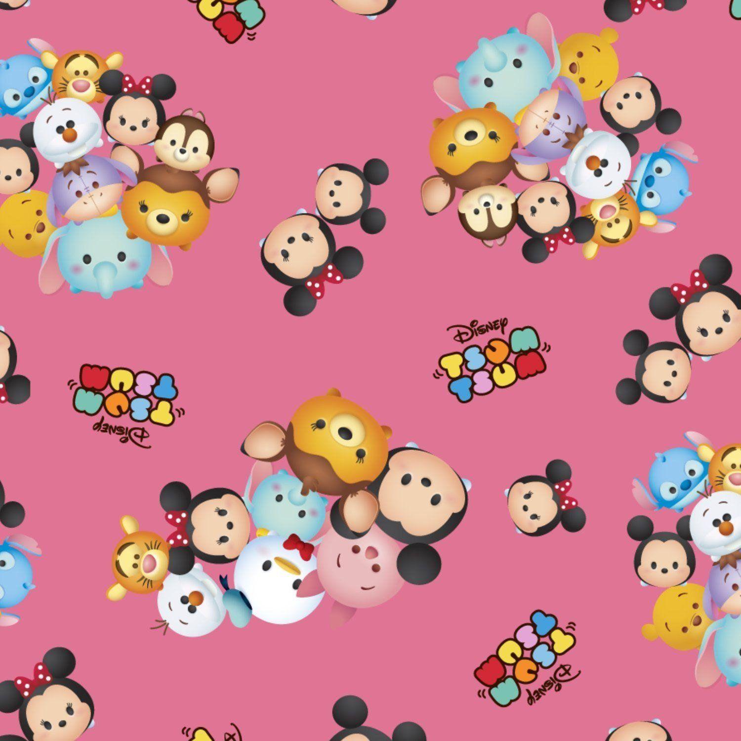 Pink Mickey Mouse Logo - Disney Fabric: Disney Tsum Tsum Mouse fabric and friends