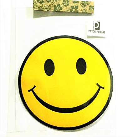 Happy Emoji Logo - Patch Portal Smiley Face Emoji Large 7.5 Size Funny