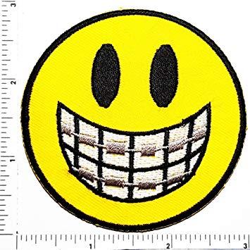 Happy Emoji Logo - Grimacing Teeth Emoji Patch Face Smile Face Logo Kid