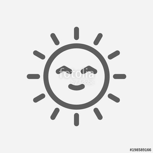 Happy Emoji Logo - Emoji sun icon line symbol. Isolated vector illustration of happy
