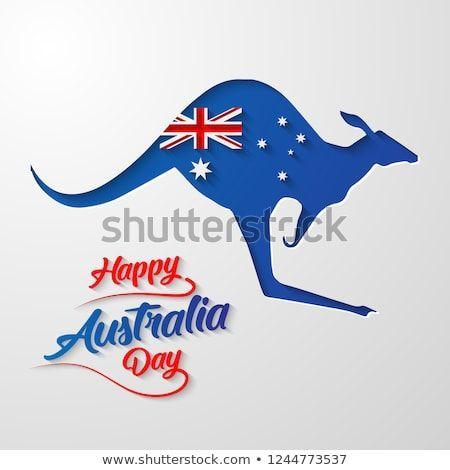 And Symbol with Blue Kangaroo Logo - Find Happy Australia Day calligraphy lettering with blue kangaroo