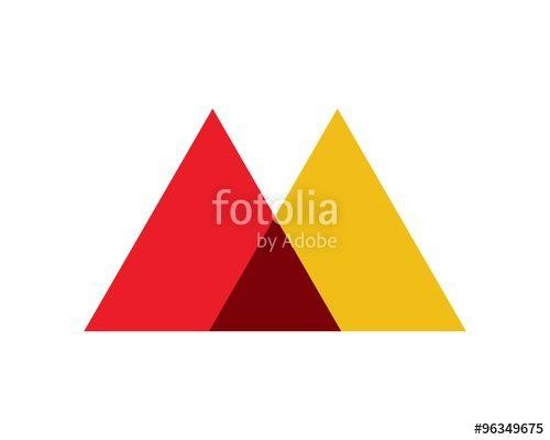 Mountain Red Triangle Logo - M Letter Summit Mountain Logo Stock Image And Royalty Free Vector