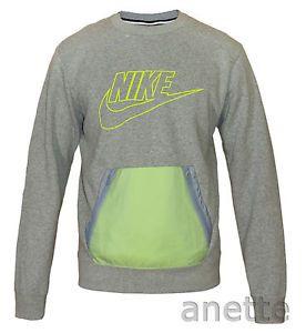 Kangaroo Clothing Logo - NIKE Grey Mens Sweatshirt Zip Fly Kangaroo Pocket Large Neon Green ...
