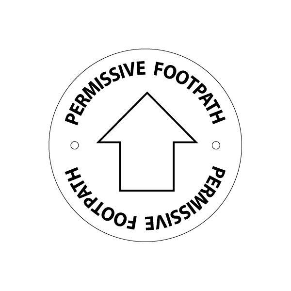 White Arrow Logo - Permissive Footpath White Waymarking Disc | Fitzpatrick Woolmer